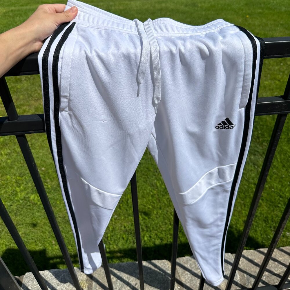 Adidas Soccer Pant White with Black Stripes Size XS